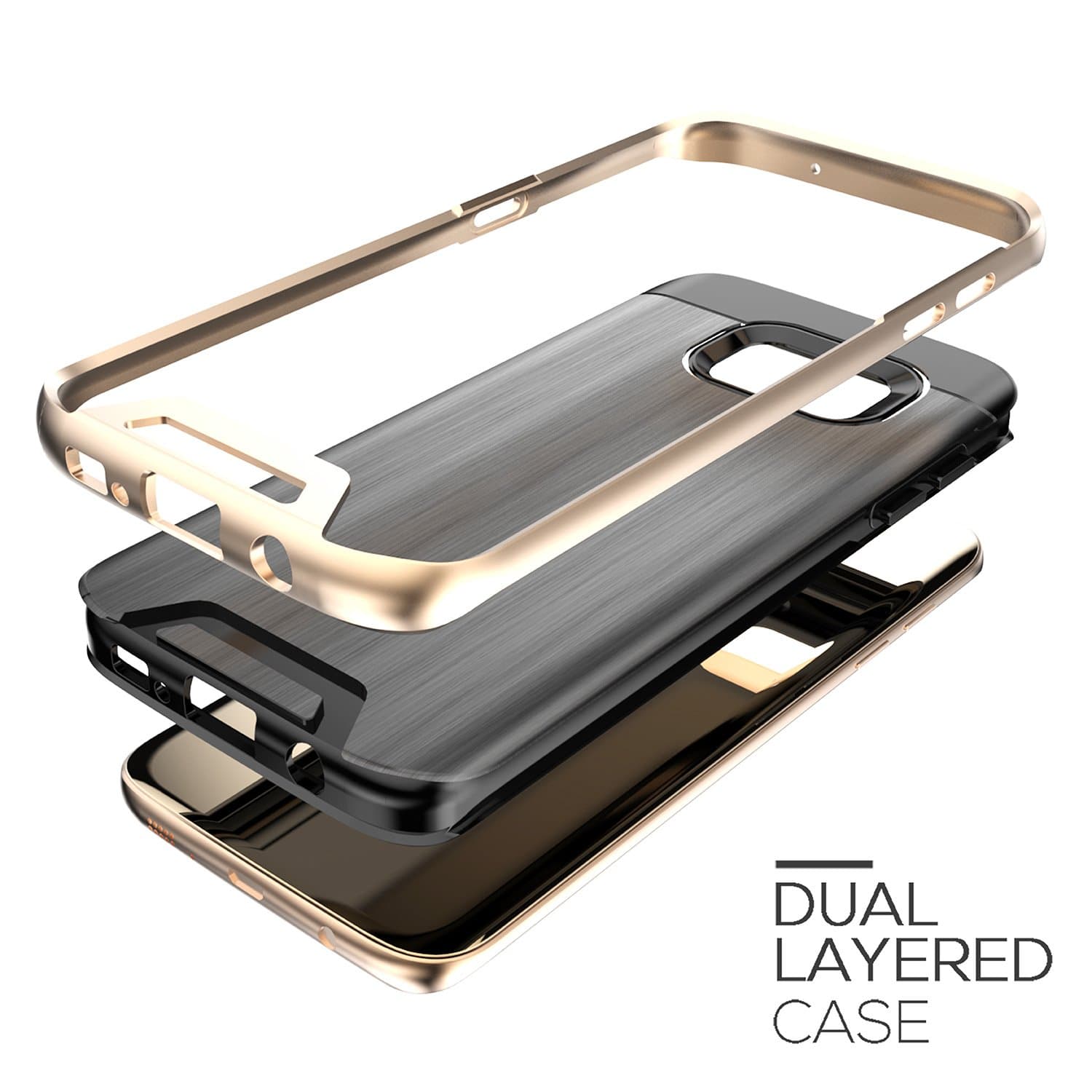 Artech 21 Galaxy S7 Edge Case [Dallas Lazer Series] Slim Dual Layers [ Shockproof ] [Drop Proof ] Protective Cover Case for Samsung Galaxy S7 Edge -Only for Curved Screen - [Gold/Black]