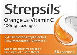 Orange Vitamin C Lozenges, 100mg, 36 Count, Fast-Acting Sore Throat Relief, Soothes In 2 Hours, Effective Discomfort Medication
