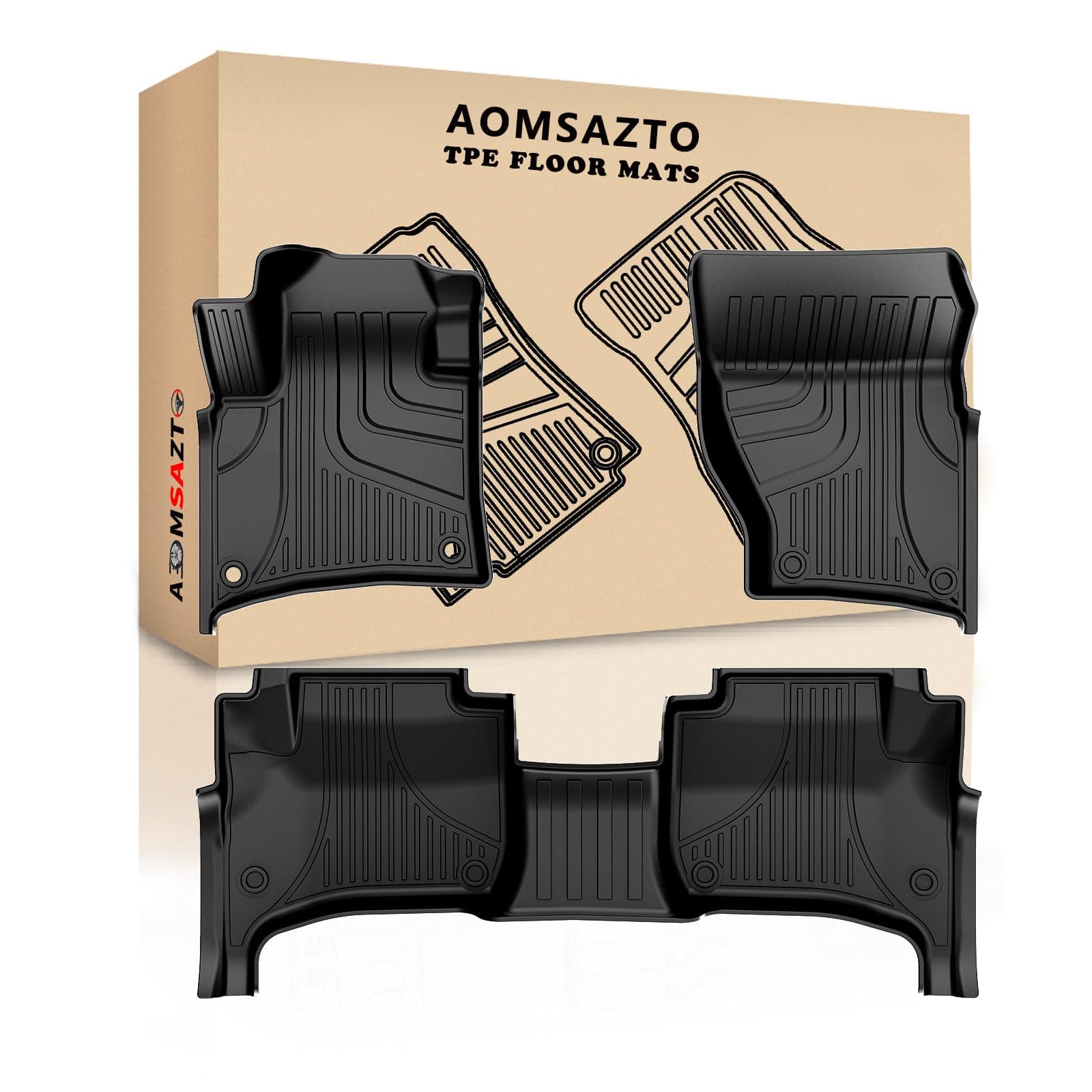 AOMSAZTO Floor Mats for 2011-2018 Porsche Cayenne, Heavy Duty TPE All Weather Protection Car Floor Mats, 1st & 2nd Row Full Set Rubber Floor Liners, Anti Skid Car Mats, Black