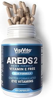 AREDS 2 Eye Vitamins - VisiVite Vitamins for Eye Health Without Vitamin E - Eye Vitamins for Seniors - Lutein and Zeaxanthin Supplements - 60 Capsules