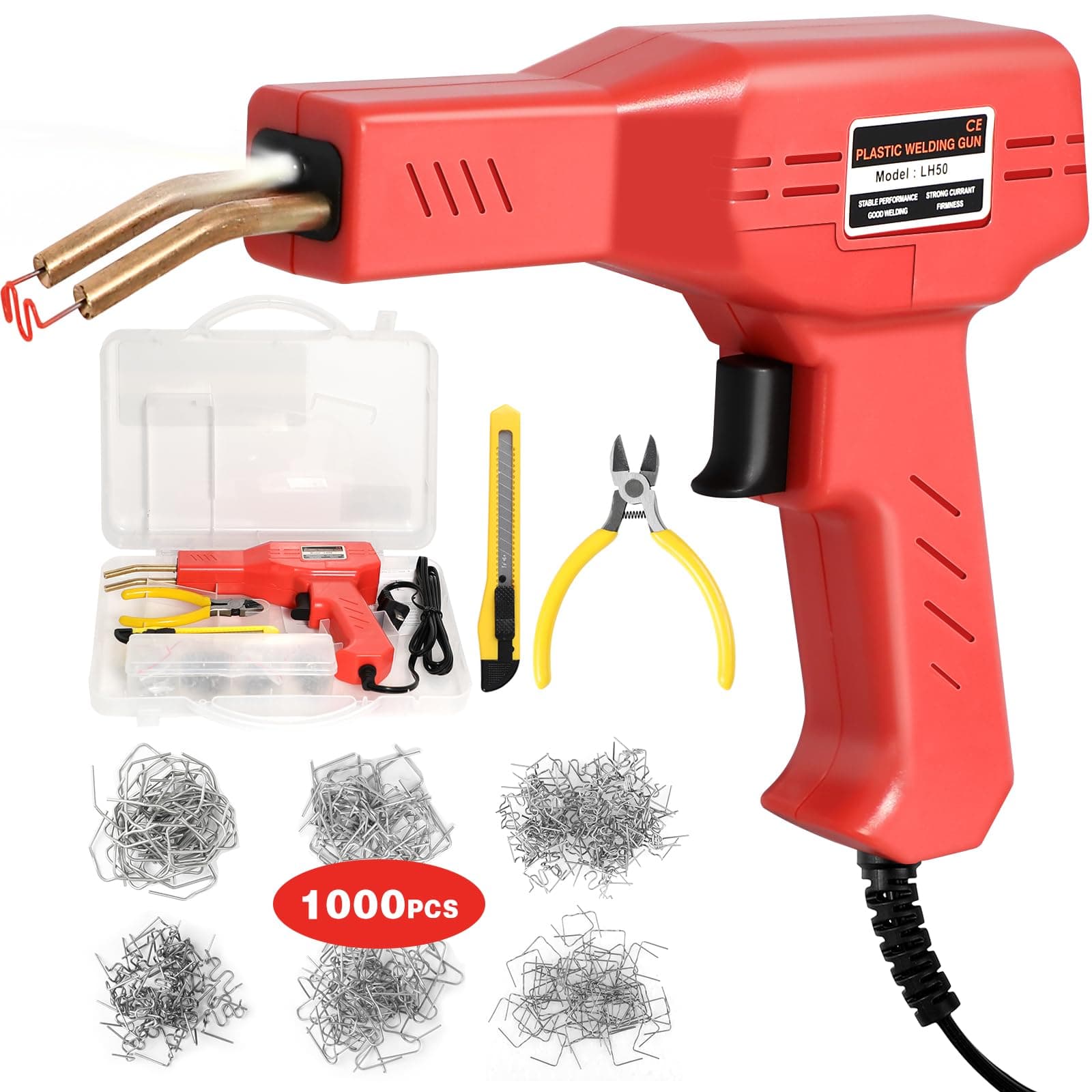 ATOLS Upgraded Plastic Welder, 1000PCS Staples, Pure Copper Transformer, Rapid Heating, Plastic Welding Kit, Hot Stapler Kit, Plastic Welder Gun Kit, Car Bumper Repair Kit, Plastic Repair Kit