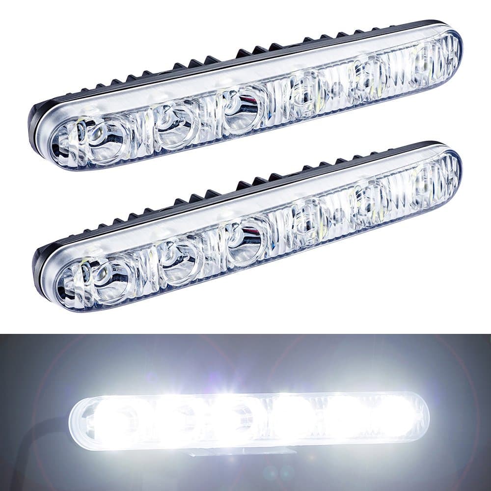 Auto 2PCS Fit 6 LED High Power LED Daytime Running Lights Driving Lamp Universal Fit LED Car Fog Light