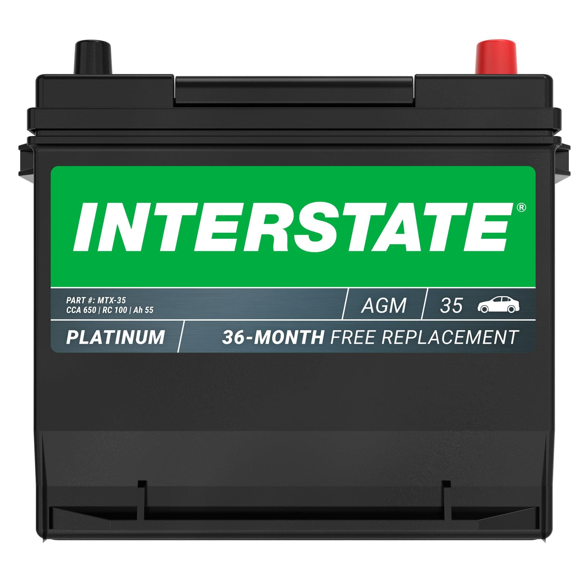 Interstate Batteries Automotive Battery 12V 55Ah (Group Size 35) 650CCA SLI AGM Auto Battery Replacement for Cars, SUVs, Sedans, Trucks (MTX-35)