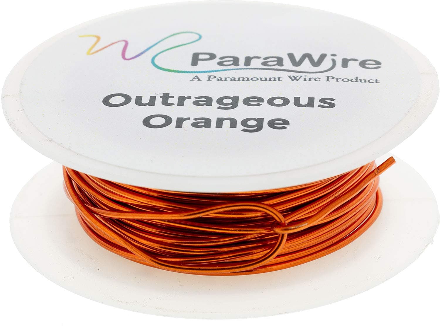 Copper Wire, Silver Plated Parawire 18ga Outrageous Orange 25' Roll