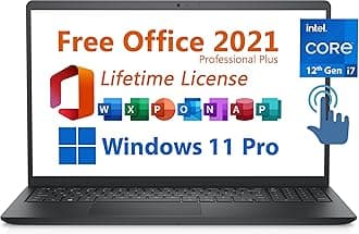 Dell Inspiron 15 Business Laptop, Free Microsoft Office 2021 with Lifetime License, 15.6" Touchscreen FHD Display, Intel 10-Core i7-1255U, 32GB DDR4, 1TB PCIe SSD, Windows 11 Pro