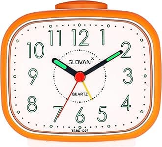 SLOVAN QUARTZ Plastic Beep Table Alarm Clock - 9 CM X 11 (Orange)
