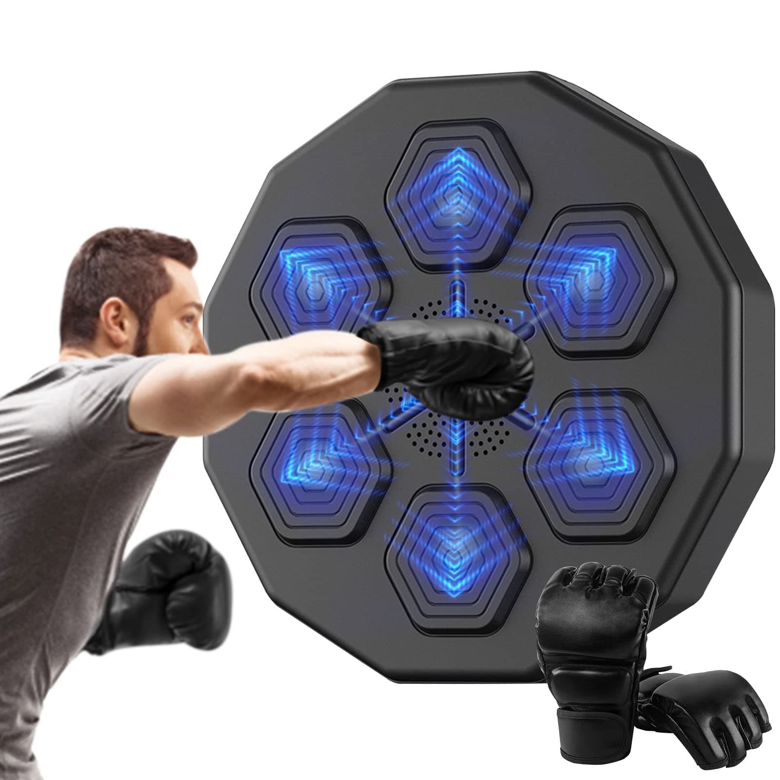 Fundrem Electronic Music Boxing Machine - Boxing Training Punching Equipment, Wall Mounted Boxing Machine, Smart Boxing Target Workout Machine. Portable Music Puch Bag Fighting Game Indoor