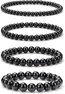 4pcs Beaded Bracelets for Women,Natural Healing Crystal Gemstones Bracelet,Anxiety Stress Relief Bracelet Handmade purple Jewelry Gifts for Women