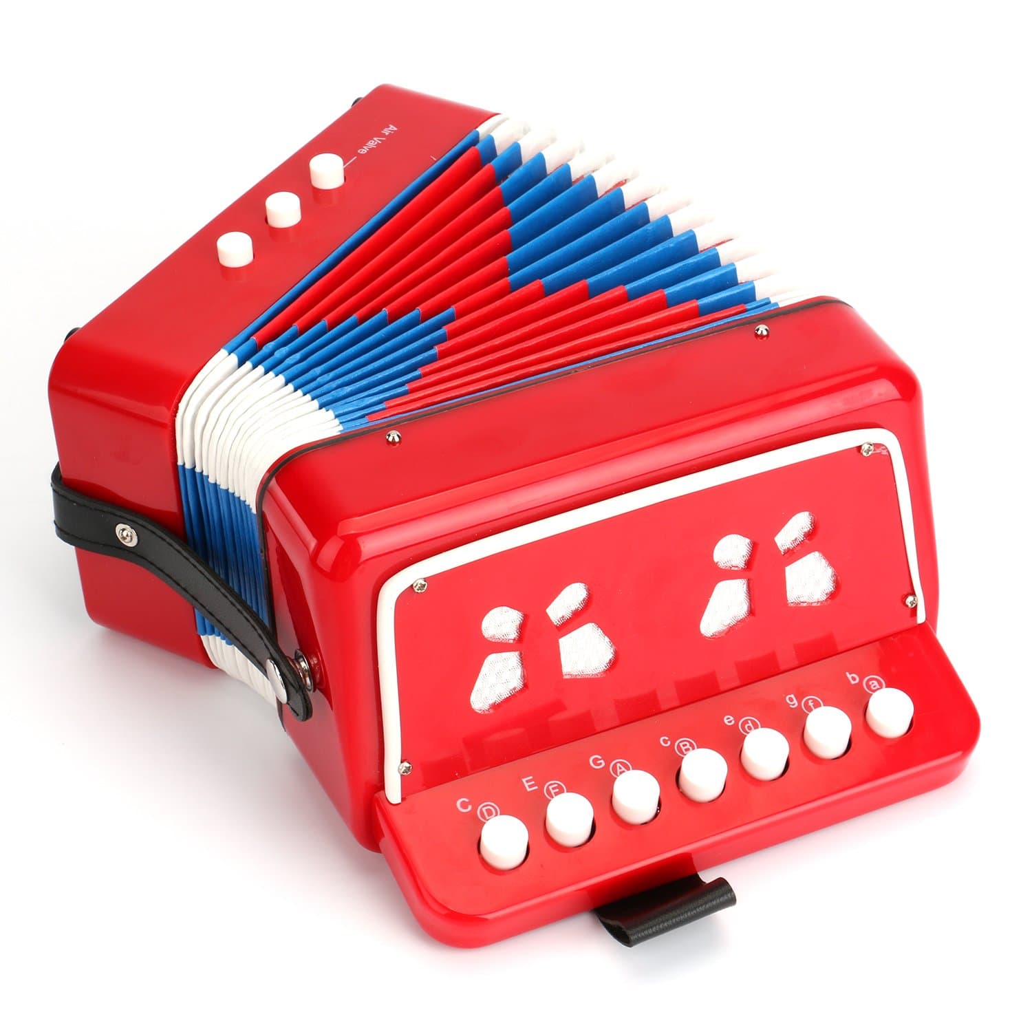 Tosnail Small Accordion, 10 Keys Buttons Control Musical Instruments for Beginners Learning, Red