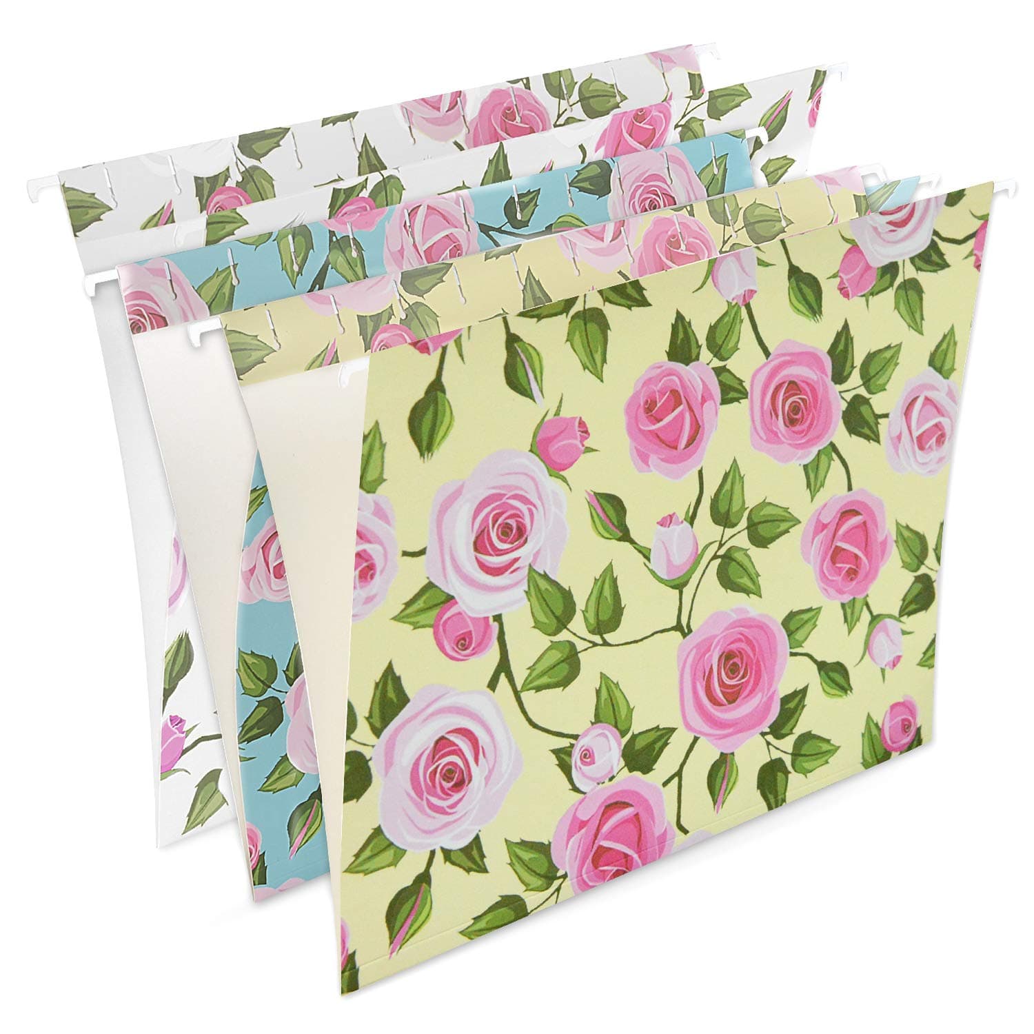 TIANBO FIRST Flower Hanging File Folders, Letter Size(12 Pack), Assorted 3 Colors with 1/5 Cut Tabs, File Folders Floral