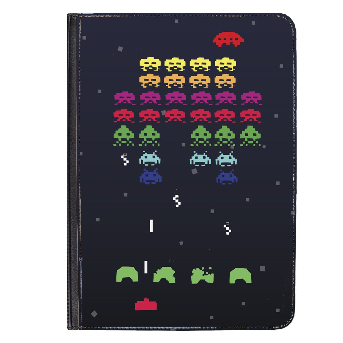 Retro 80s Spaceship Game Kindle Fire HD 7" PU Leather Flip Case Cover Designed by Katie Reed