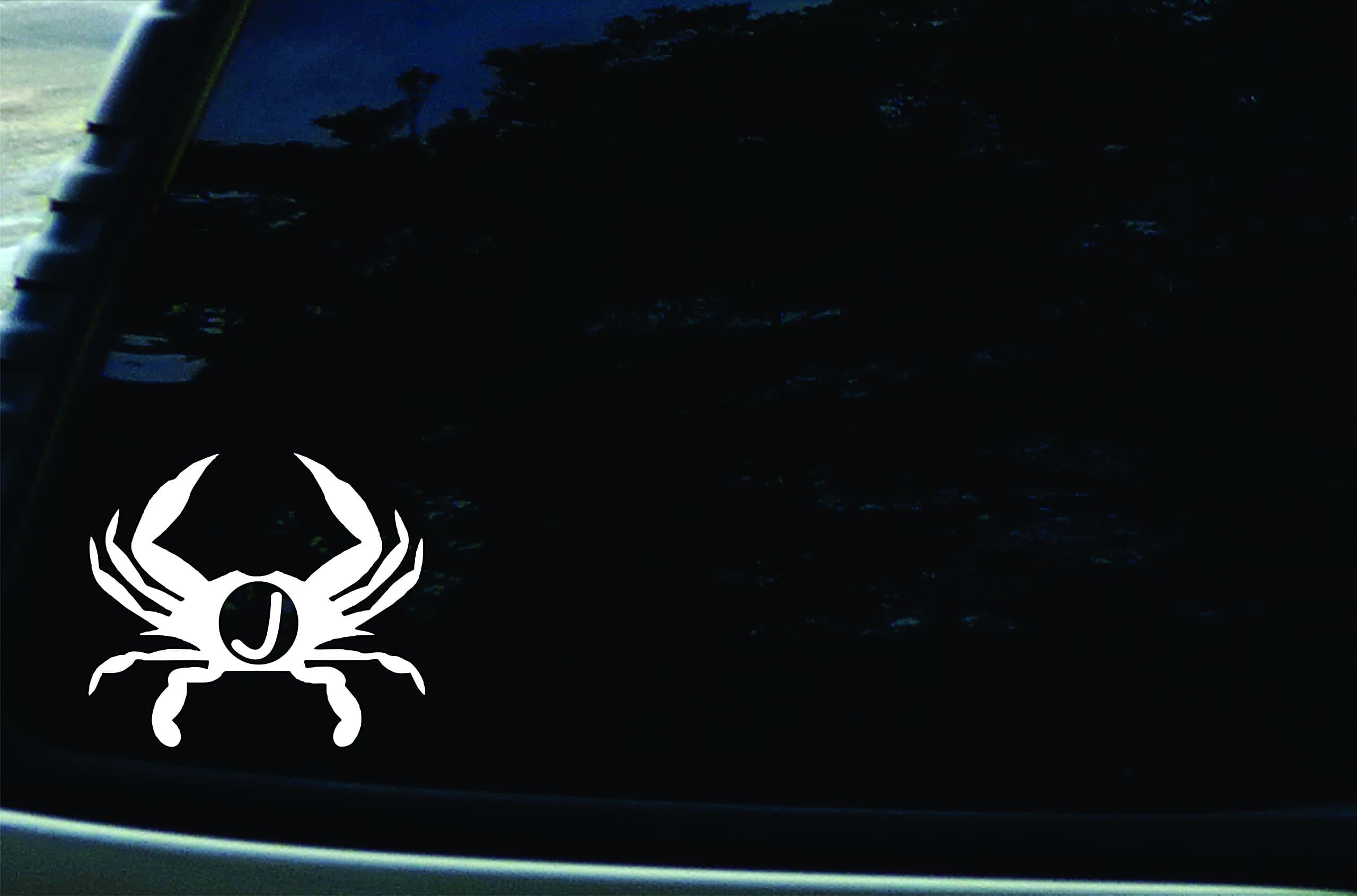 5" X 4.5" Crab with J Vinyl DIE Cut Decal for Your Car, Truck, Laptop, Window
