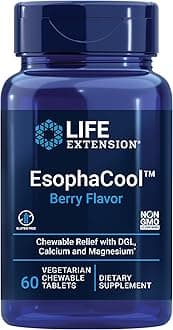 Life Extension EsophaCool - Gut Health Supplements with Calcium, Magnesium & DGL Licorice Root Extract for Healthy Digestion Stomach Relief & PH Balance - Gluten-Free, Vegetarian - 60 Chewable Tablets