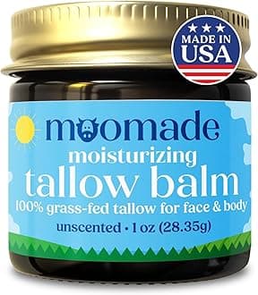 - Organic Beef Tallow Balm with Rosehip Oil | Unscented 1 oz – Hand Made in USA 100% Grass-Fed Beef Tallow Moisturizer for Face & Body, Baby, Eczema, Acne-Prone & Sensitive Skin