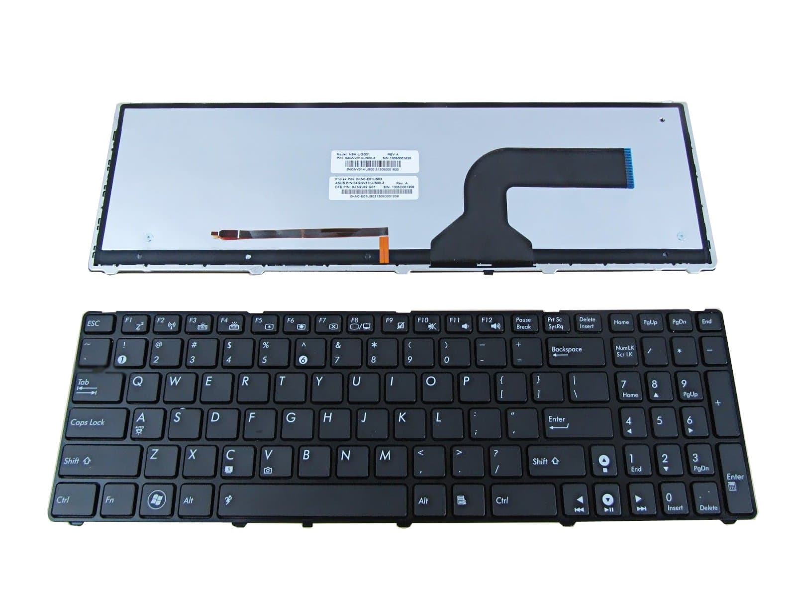 New US Layout Laptop Keyboard With Backlit For ASUS G53 G60 G73 G51 UL50 UX50 G72 K52 K53 X73,Part Number:04GNV33KUS01-3