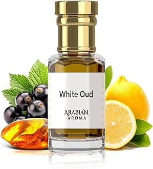 Arabian Aroma White Oud Attar | Citrus & Floral Fragrance with Amber & Musk | Long-Lasting Alcohol-Free | Oil-Based Sandalwood Attar | Itra Perfume for Men & Women | 100% Perfume for Men & Women (6ml)