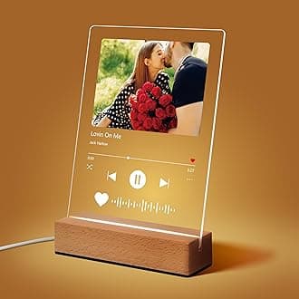 Custom Song Plaque with Picture, Personalized Spotify Plaque, Custom Gifts for Women Men, LED Night Light, Acrylic Photo Stand, Wedding Gift for Wife Husband, Girlfriend Boyfriend Birthday Gift Ideas