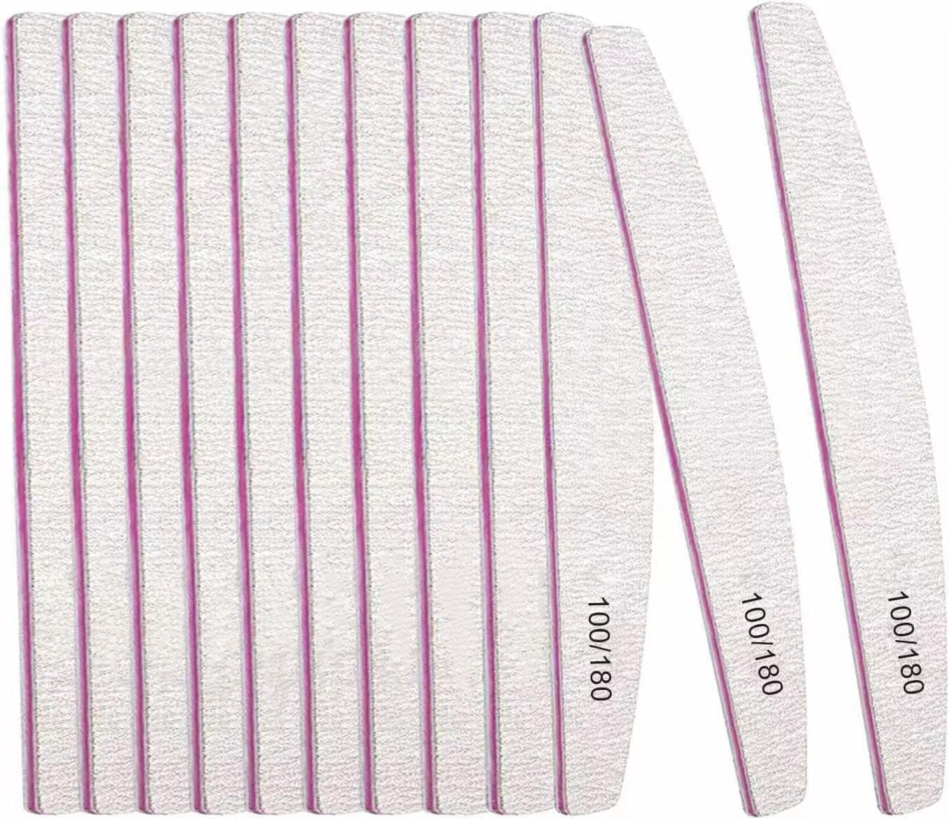 12PCS Professional Nail Files Double Sided Emery Board 100/180 Grit Washable Nail Files, Fingernail Buffering Files Manicure Tools Nail Styling Tools Pet Grooming Tools