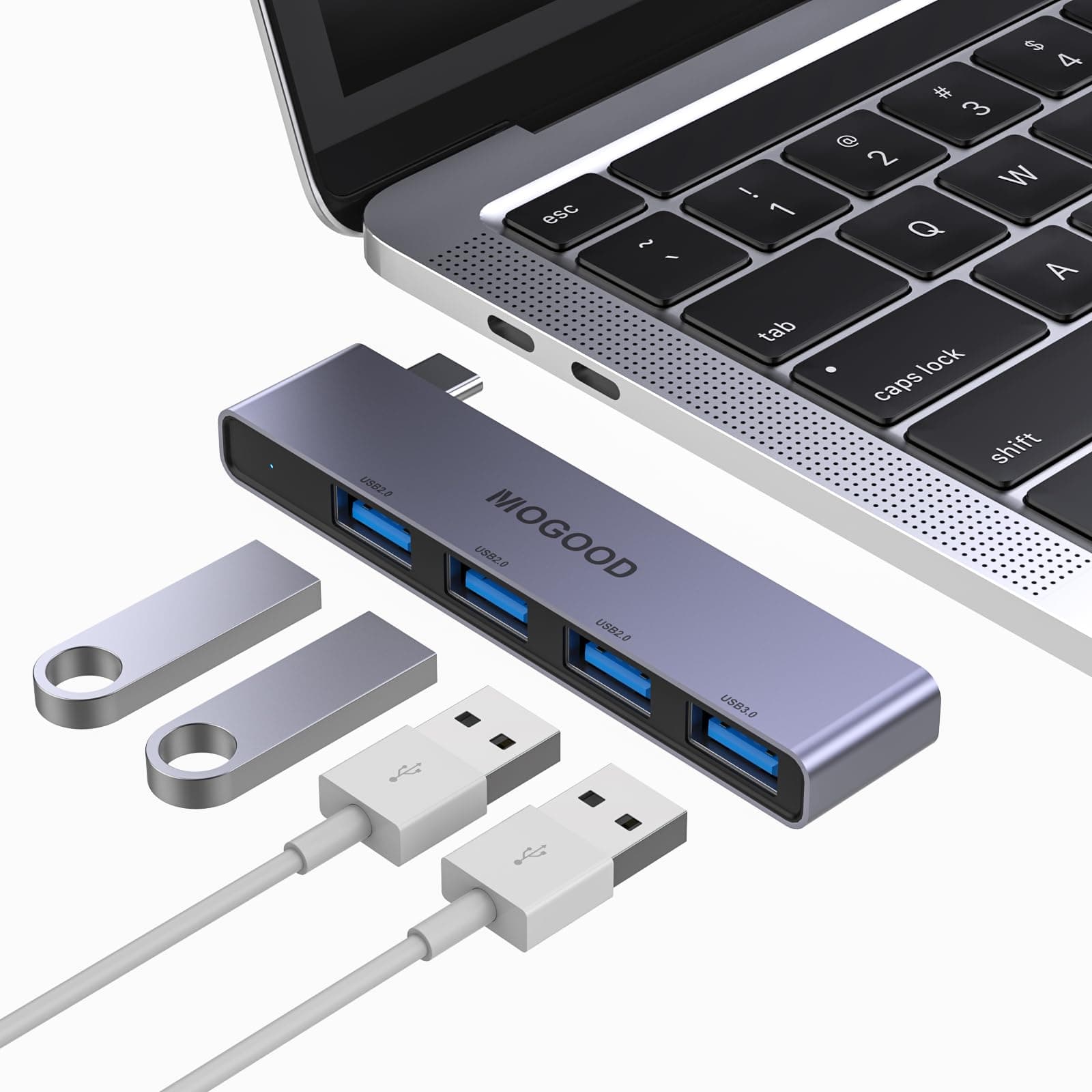 USB C to USB Hub 4 Ports,MOGOOD USB C to USB Hub Multiport Adapter,USB C Splitter with USB 3.0 Port,USB Type C Docking Station for MacBook Pro/Air2020/2019,Surface Pro and More