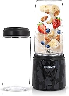 BlendLife GO Portable Blender Juicer Mixer, 420ml, Proudly Made in Bharat, 32 Blades, 7.4V & USB-C Rechargeable 2000mAh Battery, BIS Certified, Includes FREE Extra Jar, BPA-Free (Camo Black)