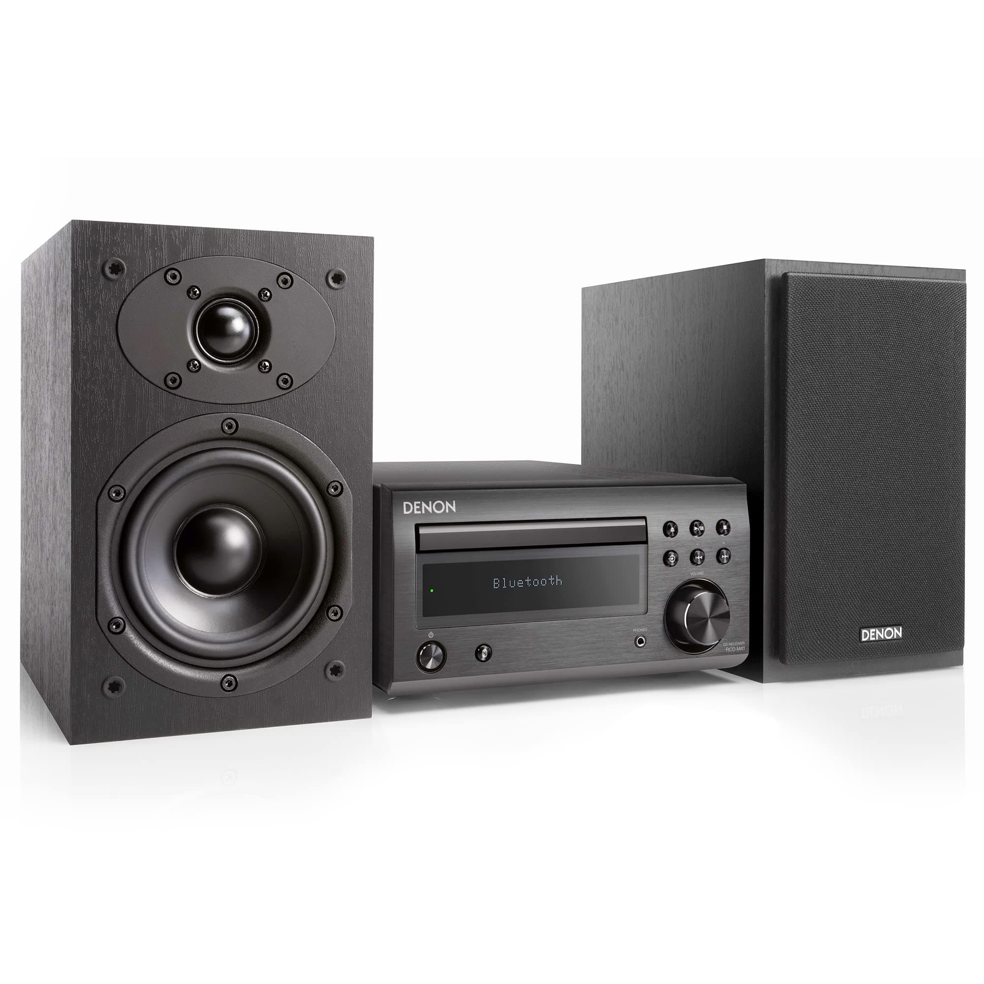 D-M41 Home Theater Mini Amplifier and Bookshelf Speaker Pair - Compact HiFi CD Stereo System with Speakers, FM/AM Tuner, Wireless Bluetooth Amplifier | Perfect for Small Rooms and Home Cinema