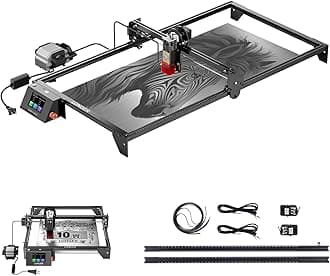 RAY5 10W Laser Engraver with Air Pump, Limit Switch Kit and Y-Axis Extension Kit, Expand Working Area to 33.46" x 15.75", 3.5” Color Touch Screen, DIY Engraver Tool for Metal/Glass/Wood