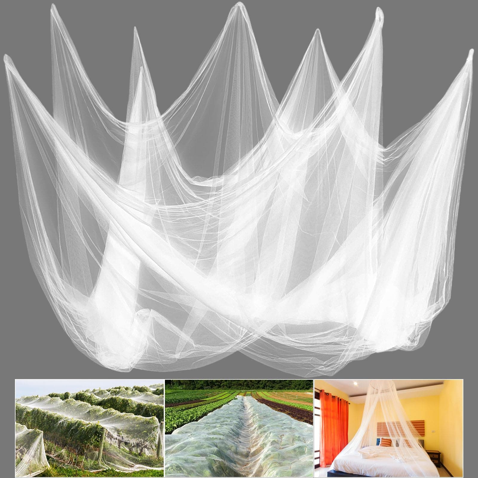 Mosquito Netting,10 × 50 Ft Mosquito Mesh Screen for Patio,Fly Insect Bird Net Barrier Garden Mesh Netting for Protect Vegetables Fruits from Birds Bugs,White