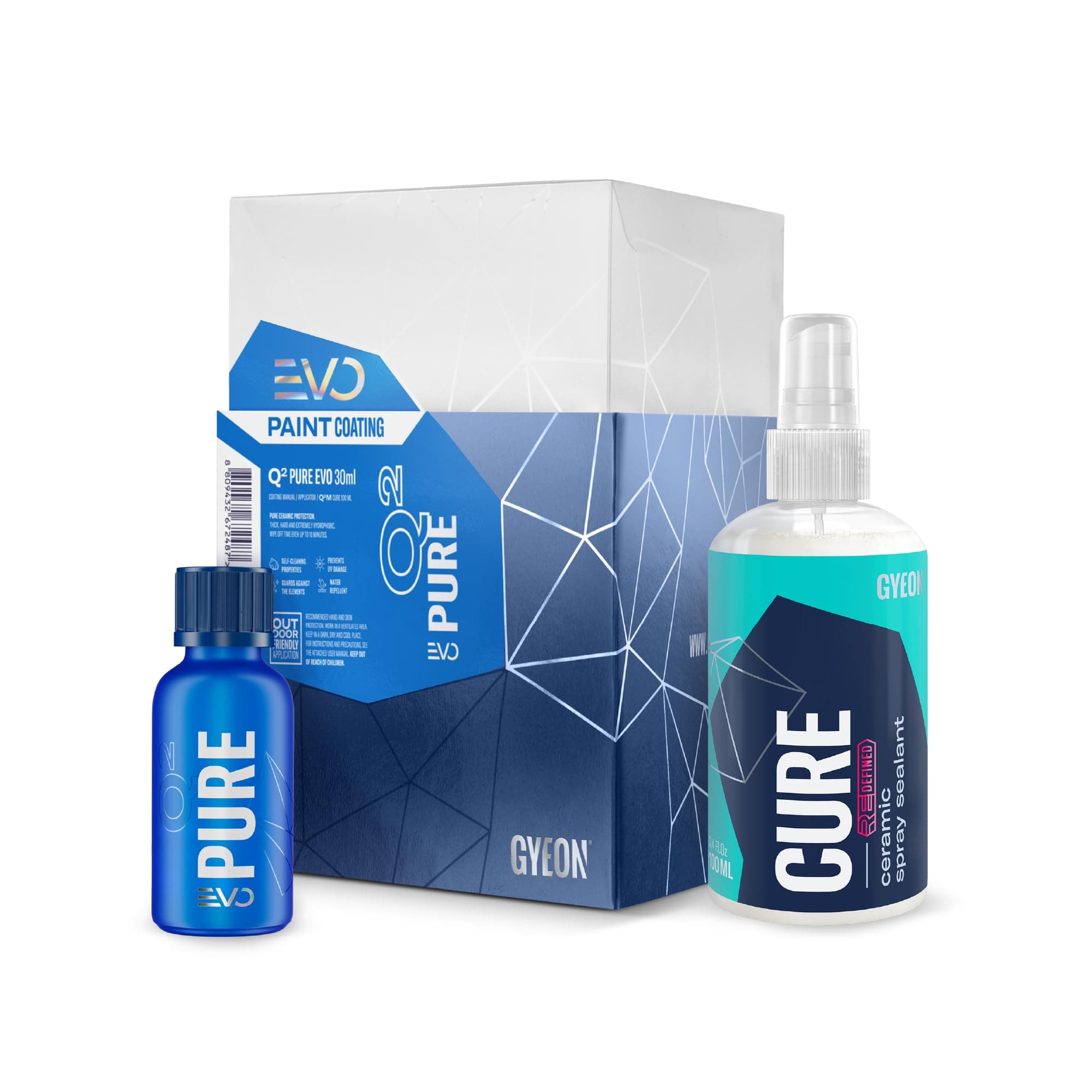 Q² Pure EVO - Thick SiO₂-Based Ceramic Coating Car - Ultra High Gloss Finish & Long-Lasting Protection on Painted Surfaces - Easy Single Layer Application - Car Cleaning Kit Products, 30 ml