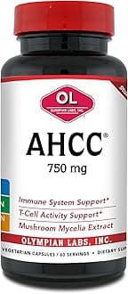 Olympian Labs Premium AHCC Supplement–750mg of AHCC per Capsule–Supports Immune Health, Liver Function, and Natural Killer Cell Activity- 60 Caps