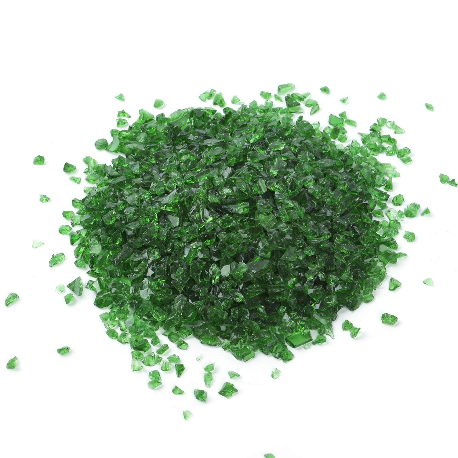 Shiny Stone Alan High Luster Reflective Fire Glass Gravel,Fire Gems,Fire Drops,Fire Glass Pebbles s Beads Chips for Fire Pit Fish Tank Aquarium Garden,3-6mm 305g/0.67lb (Green)