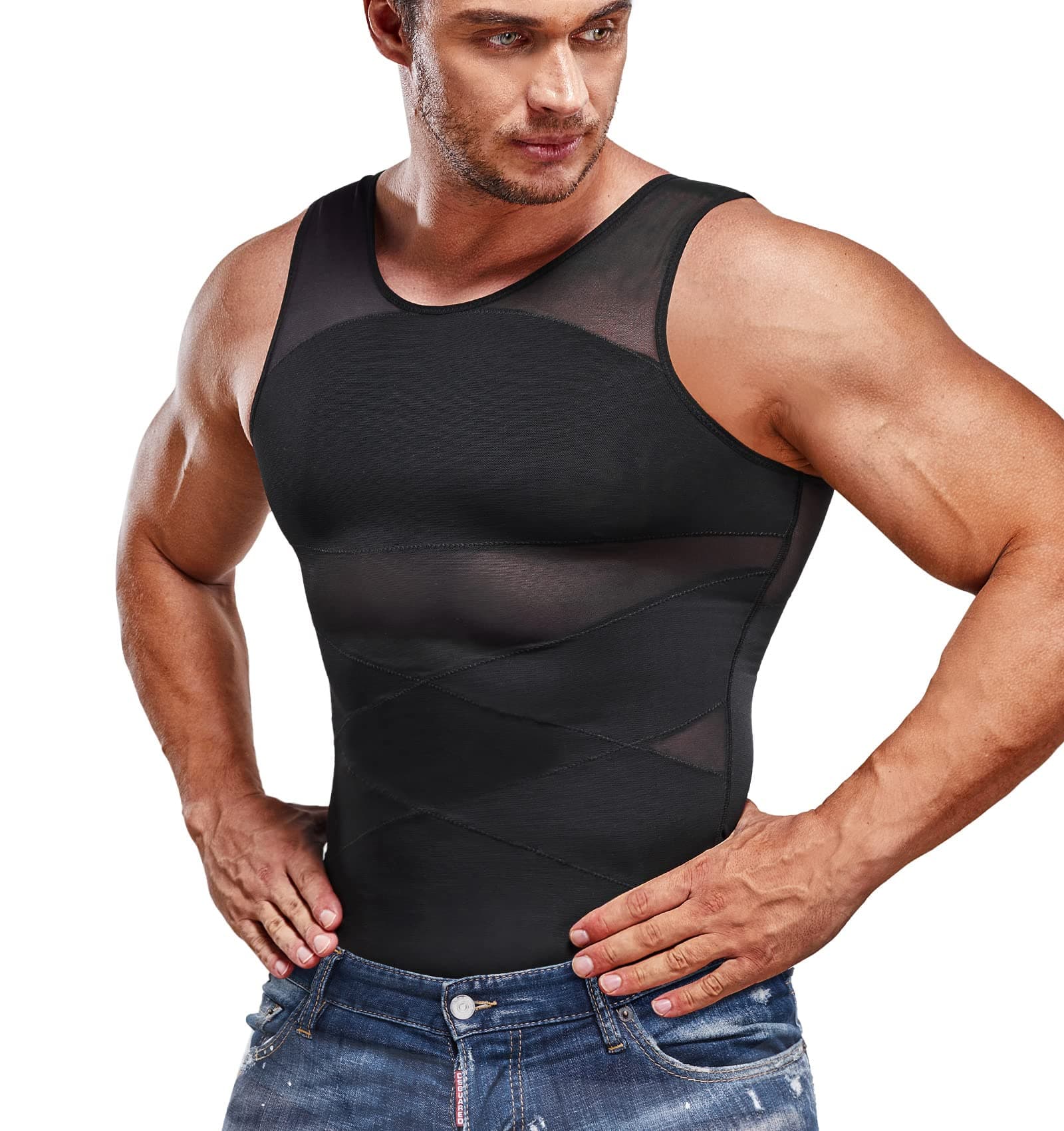Compression Shirt for Men Slimming Undershirt Body Shaper Tank top for gynomastica Sleeveless Shapewear Vest Men