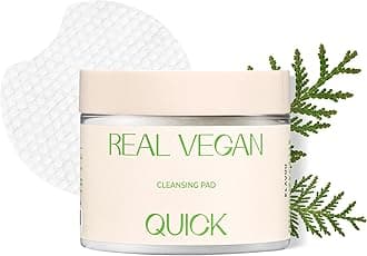 REAL VEGAN QUICK CLEANSING PAD – Gentle Makeup Remover, Deep Pore Cleansing, Soothing & Moisturizing Formula, Hypoallergenic, Ideal for Sensitive Skin – 50counts