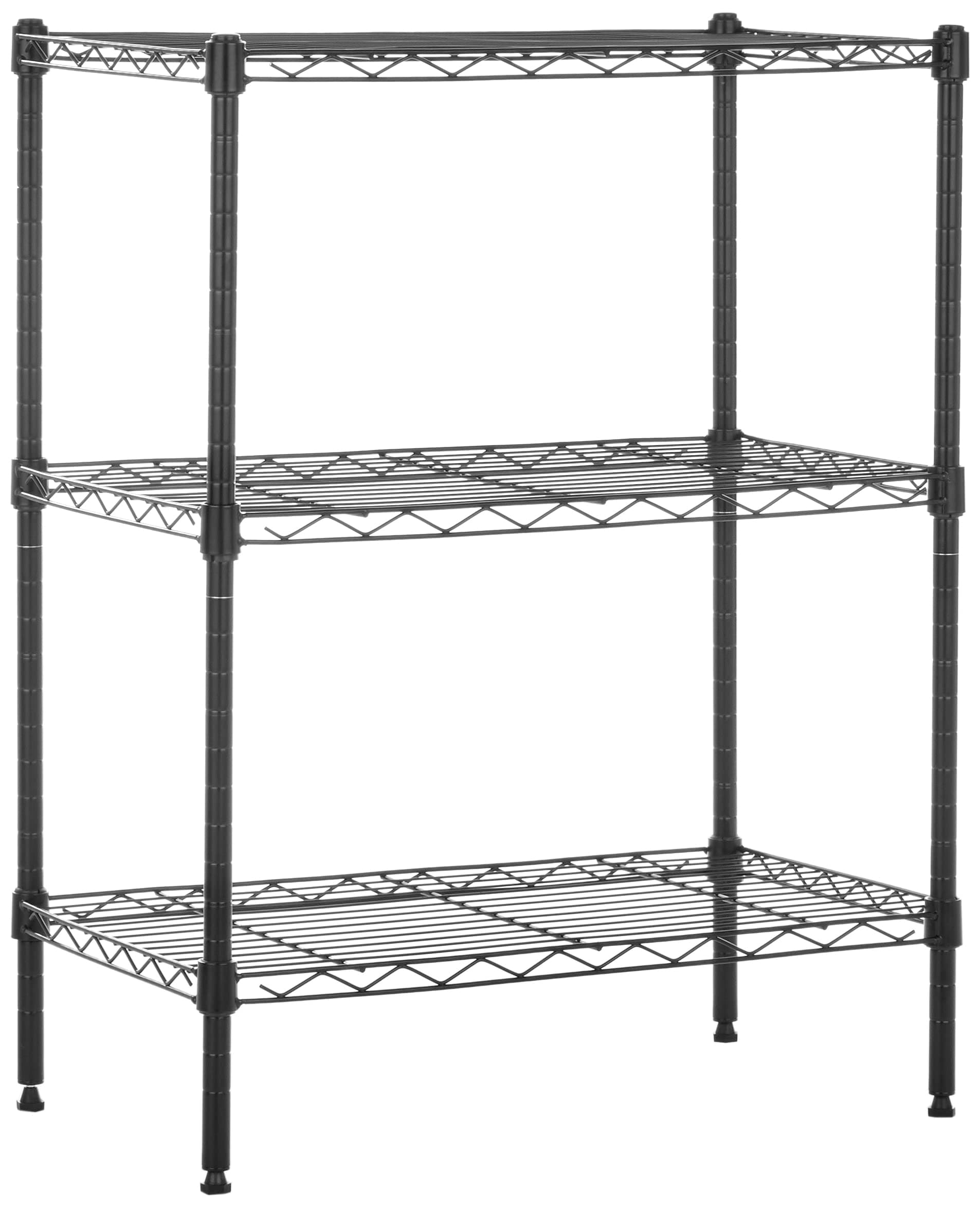 AmazonBasics 3-Tier Steel Rack Shelf Metal Rack Load Capacity 340 kg Width 23.2 in × Depth 13.4 in × Height 30 in Black