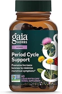 Gaia Herbs Period Cycle Support - Supports Hormone Balance & PMS Relief* - Herbal Supplement with Vitex Berry & Schisandra - Free from Gluten, Dairy & Soy - 60 Vegan Capsules (60 Servings)