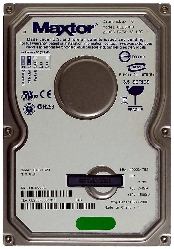 Maxtor 250GB HDD DiamondMax 16 6L250R0 IDE ID13286