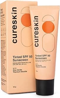 Cureskin Mineral Sunscreen Matte Finish Tinted SPF 50 PA++++ | Broad Spectrum Sun (UVA/UVB/IR) Protection with Titanium Dioxide, 50 g (Pack of 1)
