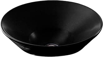 KOHLER Conical Bell Round Table Top Ceramic Wash Basin, Counter Cut Vessel, Without Deck Bathroom Sink Basin, Requires Wall- Or Counter-Mount Tap (41x 41x 16 Cm, Black, Glossy Finish)