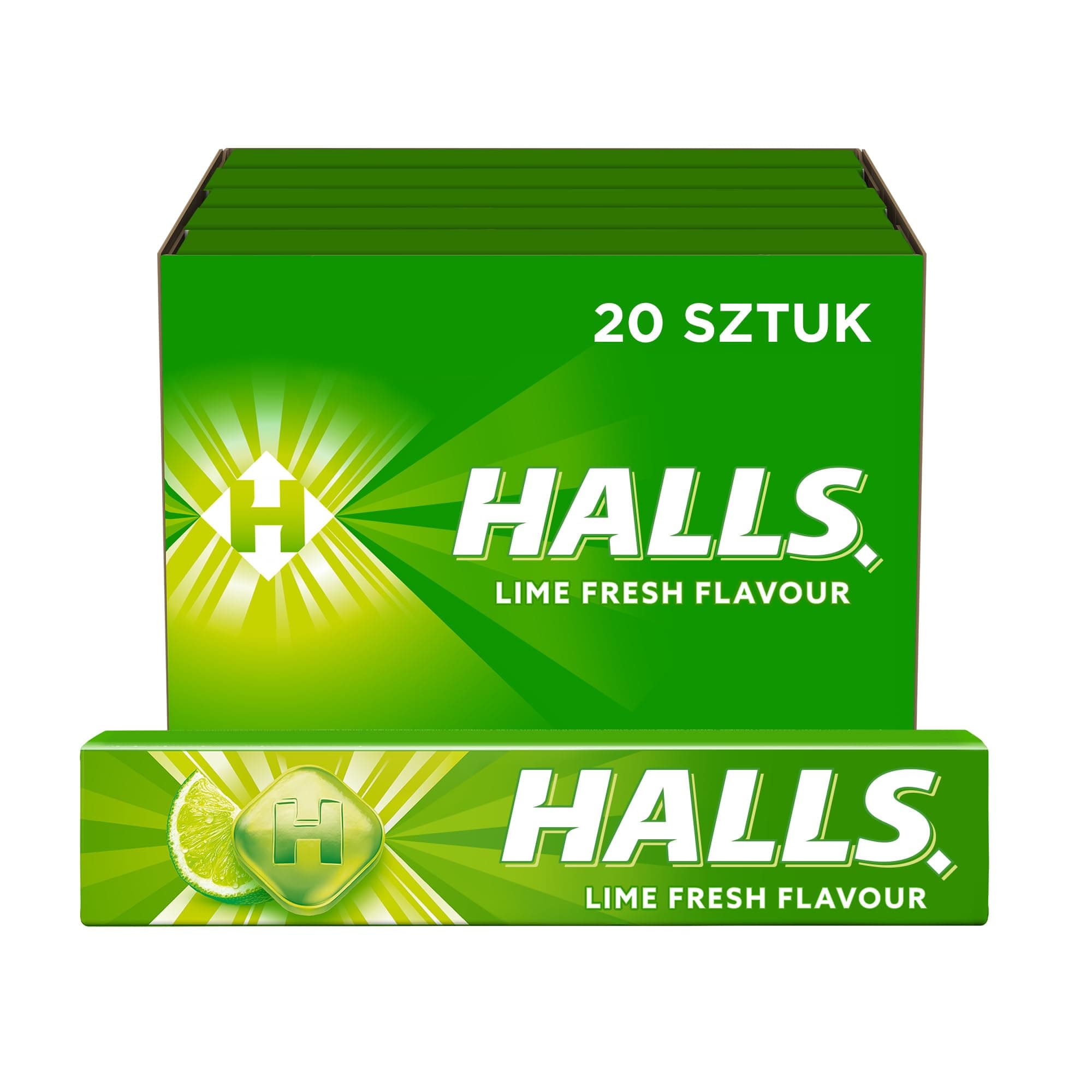 LIME FRESH FLAVOURS HALLS BARS CANDY 10 x 35.5g