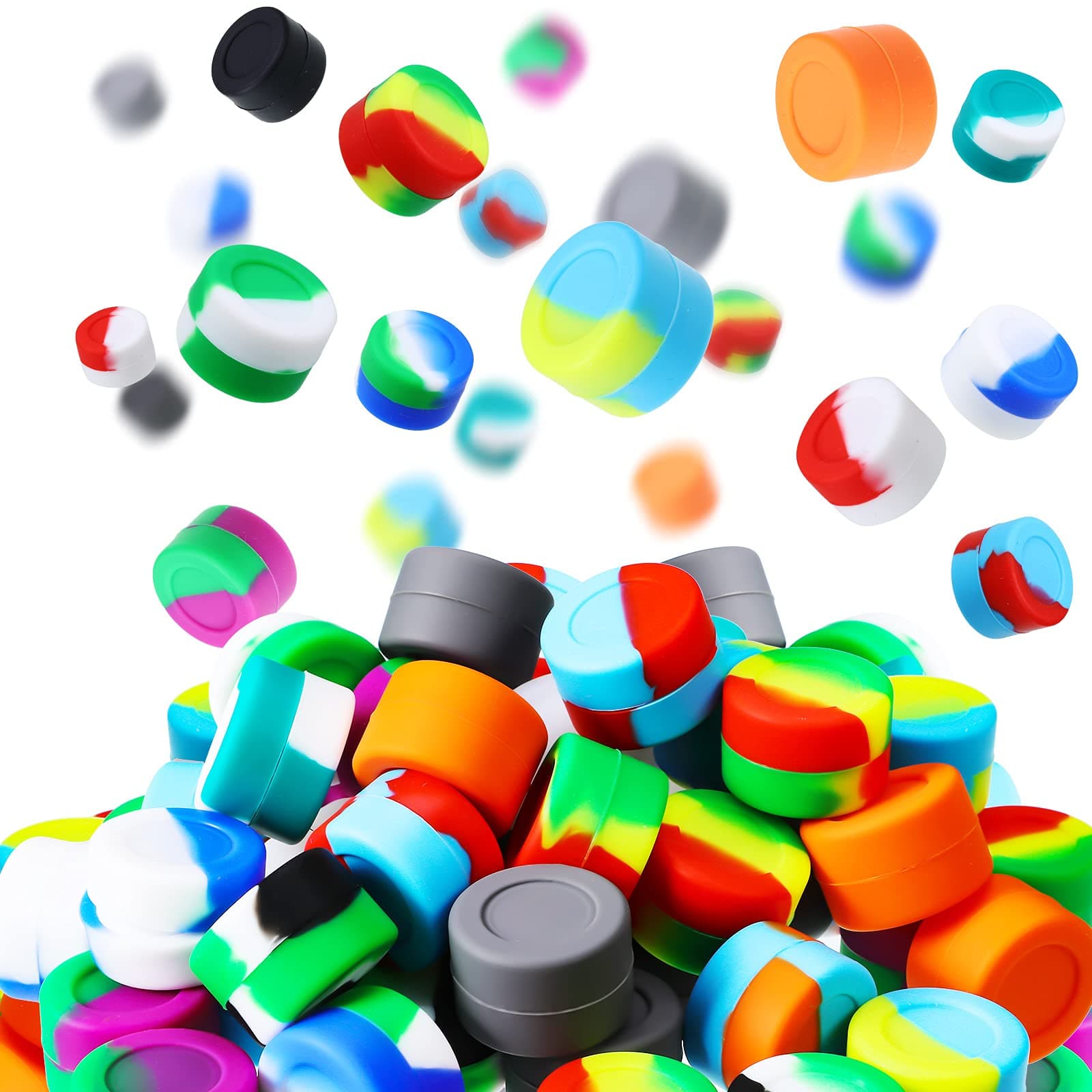Outus 100 Pcs 3 ml Silicone Wax Containers Non-stick Silicone Wax Containers Multi Use Storage Jars Oil Concentrate Bottles for Home Kitchen Travel, Assorted Colors