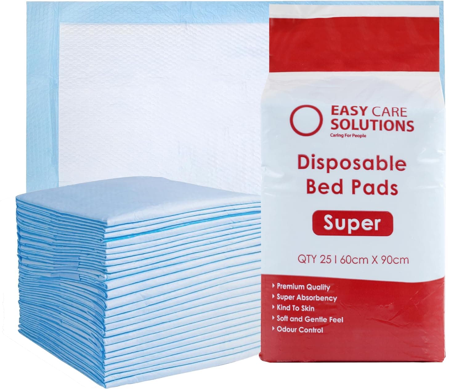 75 x Easy Care Solutions 60 x 90 cm Super | Premium Disposable Incontinence Bed Pads | High Absorbency Underpads, Bed Mats, Mattress Protectors, Incontinence Pads | 3 Packs of 25