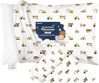 KeaBabies Toddler Pillowcase for 13X18 Pillow - Organic Toddler Pillow Case for Boy, Kids - 100% Natural Cotton Pillowcase for Miniature Sleepy Pillows - Pillow Sold Separately (Construction)