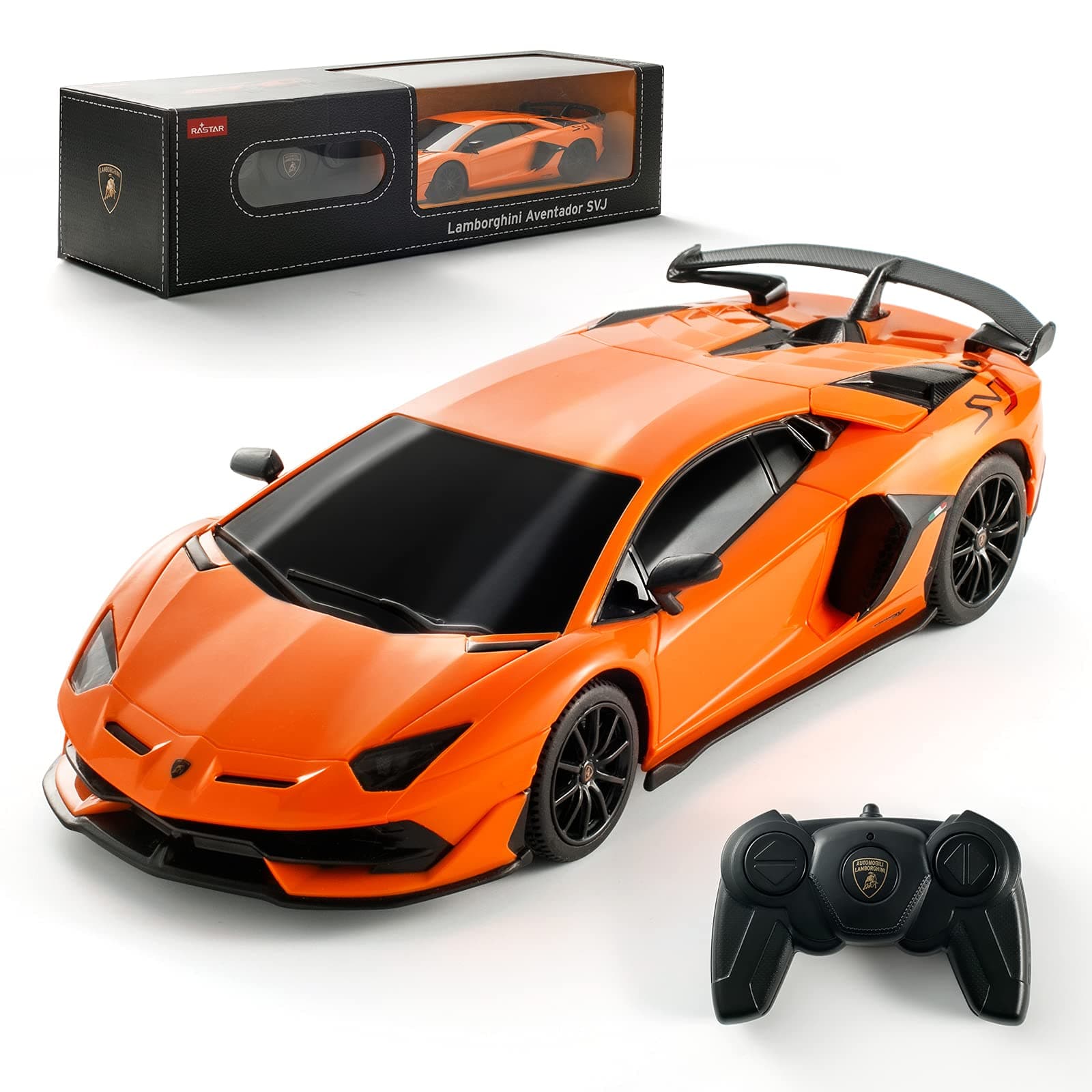 Tecnock RC Car Remote Control Car for Kids,1:24 Scale Lamborghini Aventador SVJ Model Car,2.4Ghz Drift Race Car Toy,Gift for Boys and Girls（Orange）