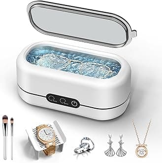 BYASKZIV Ultrasonic Jewelry Cleaner, 48KHz Ultrasonic Cleaner Machine for Jewelry, Eyeglasses, Rings, Watch Strap, Dentures-Dual Cleaning Modes, 304 Stainless Steel Tank
