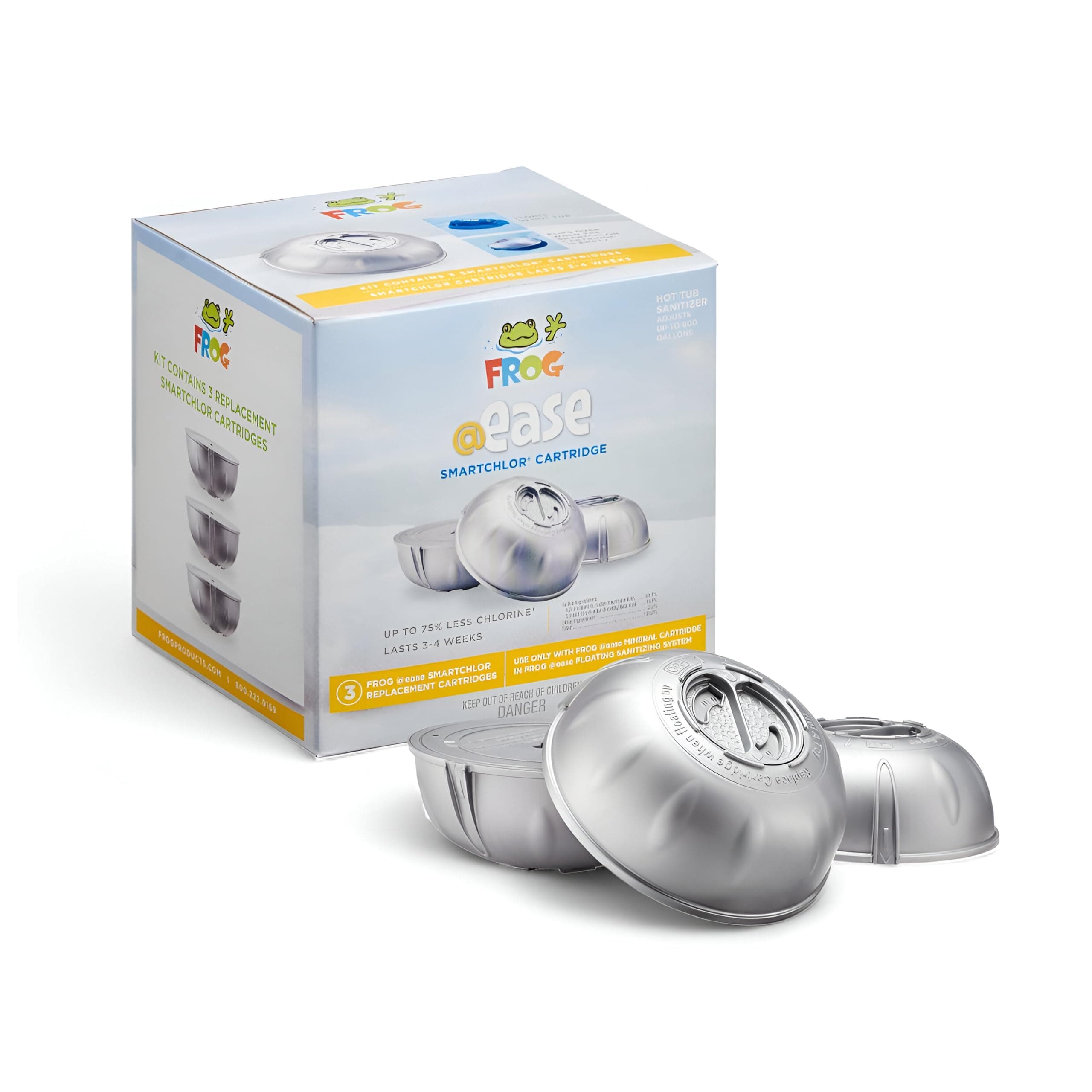 @Ease Replacement SmartChlor Cartridge for use with Hot Tub FROG @Ease Floating System - Hot Tub Sanitizer System Supports Less Chlorine Use - 3 Pack