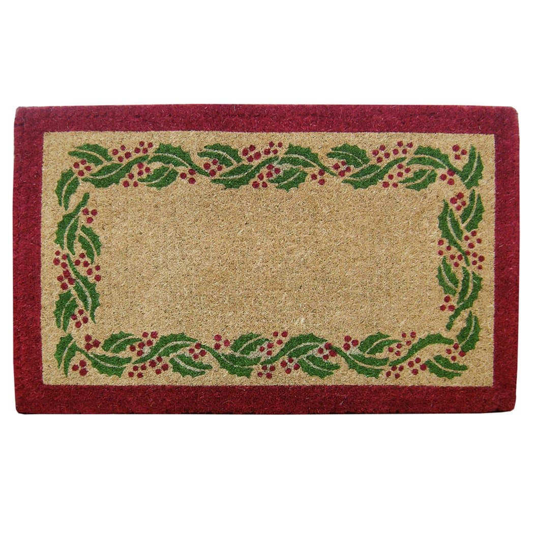 Nedia O2244 Not Applicable Heavy Duty 22" x 36" Coco Mat Holly Ivy Border, Plain