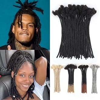 10 Inch 40 Strands Loc Extensions Human Hair, 0.6cm Pencle Size Dreadlock Extensions Human Hair for Women Men Full Handmade Permanent Dreads Locs(Natural Black)