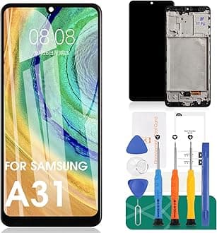 OLED Screen Replacement for Samsung A31 A315 SM-A315F SM-A315F/DS A315G 6.4" LCD Display Touch Screen Digitizer Frame Assembly Black(with Fingerprint)