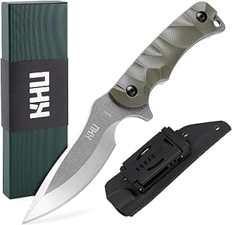 KHU Fixed Blade Knife Tactical, Hunting Knife EDC Survival 440C Steel Nylon Plastic Handle, Outdoor Hunting Camping Accessories With Kydex Sheath - 28A