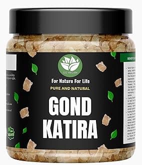 Go Vegan Pure Natural Gond Katira 100gram | Almond Gum Badam Pisin, Tragacanth Gum | High Cooling Properties | 100% Natural Superfood