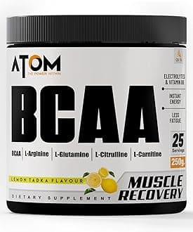 Asitis Nutrition AS-IT-IS ATOM BCAA 250g with L-arginine, L-Carnitine, L-Citrulline Powder for Energy Burst & Athletic Performance | Lemon Tadka Flavor